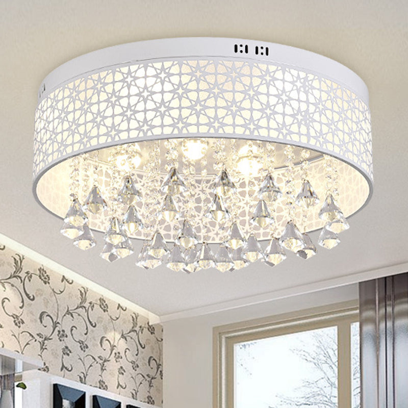 16"/19.5"/23.5" W White Angel/Crystal Bead Flush Mount Fixture Simple Metal LED Bedroom Flush Light White 23.5" Angel Clearhalo 'Ceiling Lights' 'Close To Ceiling Lights' 'Close to ceiling' 'Flush mount' Lighting' 266966