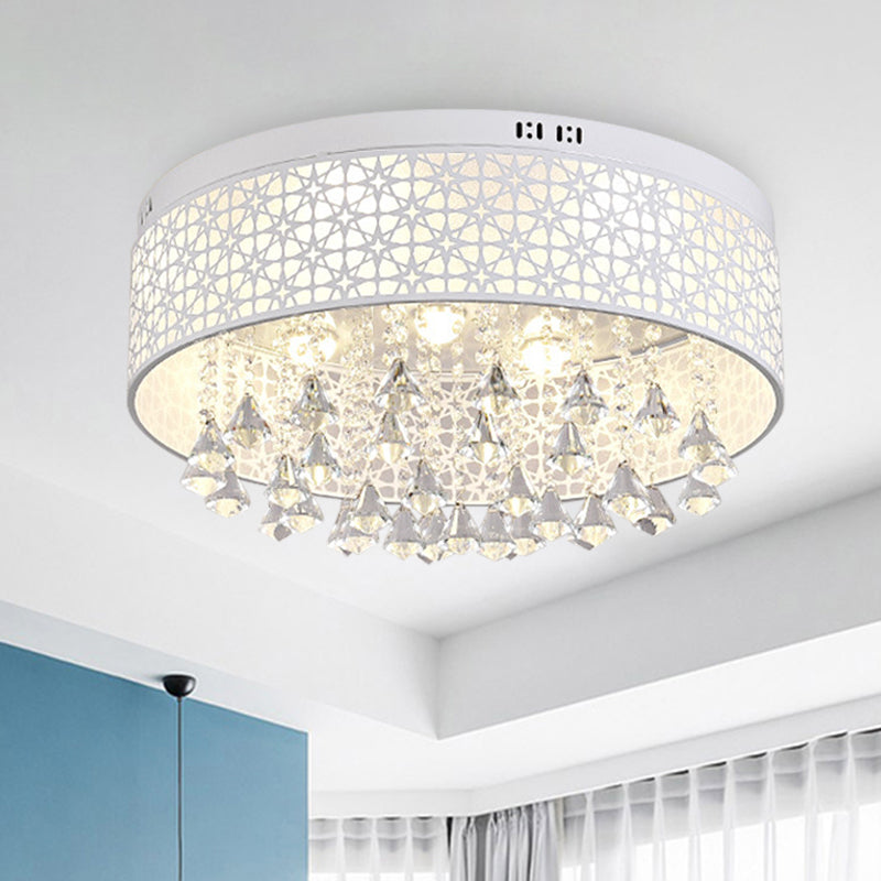 16"/19.5"/23.5" W White Angel/Crystal Bead Flush Mount Fixture Simple Metal LED Bedroom Flush Light Clearhalo 'Ceiling Lights' 'Close To Ceiling Lights' 'Close to ceiling' 'Flush mount' Lighting' 266967