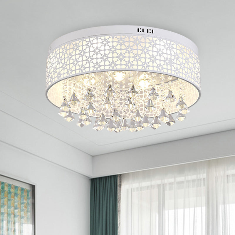 16"/19.5"/23.5" W White Angel/Crystal Bead Flush Mount Fixture Simple Metal LED Bedroom Flush Light Clearhalo 'Ceiling Lights' 'Close To Ceiling Lights' 'Close to ceiling' 'Flush mount' Lighting' 266968