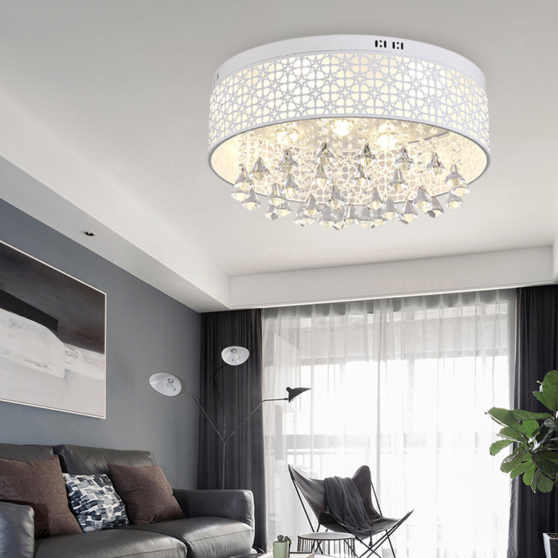 16"/19.5"/23.5" W White Angel/Crystal Bead Flush Mount Fixture Simple Metal LED Bedroom Flush Light Clearhalo 'Ceiling Lights' 'Close To Ceiling Lights' 'Close to ceiling' 'Flush mount' Lighting' 266969