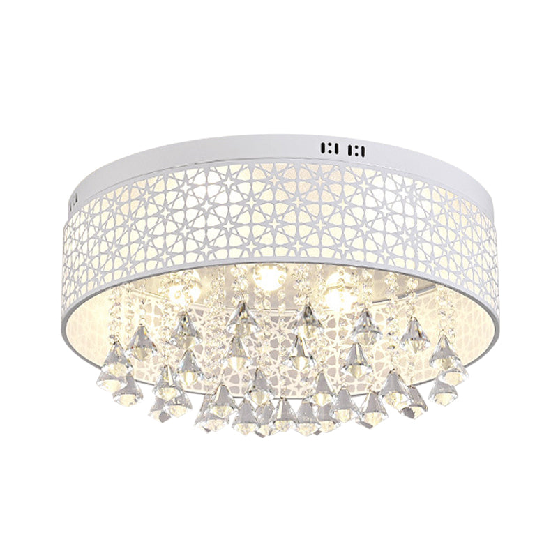 16"/19.5"/23.5" W White Angel/Crystal Bead Flush Mount Fixture Simple Metal LED Bedroom Flush Light Clearhalo 'Ceiling Lights' 'Close To Ceiling Lights' 'Close to ceiling' 'Flush mount' Lighting' 266970