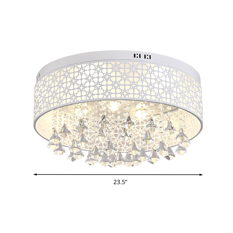 16"/19.5"/23.5" W White Angel/Crystal Bead Flush Mount Fixture Simple Metal LED Bedroom Flush Light Clearhalo 'Ceiling Lights' 'Close To Ceiling Lights' 'Close to ceiling' 'Flush mount' Lighting' 266971