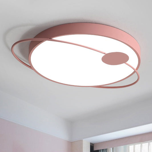 18"/21.5"/25.5" W Round Ceiling Flush Mount Nordic Style Acrylic LED Blue/Pink Flush Light Fixture in Warm/White Light Pink White Clearhalo 'Ceiling Lights' 'Close To Ceiling Lights' 'Close to ceiling' 'Flush mount' Lighting' 266983