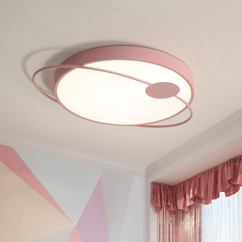 18"/21.5"/25.5" W Round Ceiling Flush Mount Nordic Style Acrylic LED Blue/Pink Flush Light Fixture in Warm/White Light Pink Remote Control Stepless Dimming Clearhalo 'Ceiling Lights' 'Close To Ceiling Lights' 'Close to ceiling' 'Flush mount' Lighting' 266984