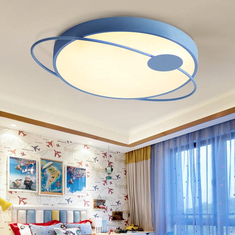 18"/21.5"/25.5" W Round Ceiling Flush Mount Nordic Style Acrylic LED Blue/Pink Flush Light Fixture in Warm/White Light Blue Remote Control Stepless Dimming Clearhalo 'Ceiling Lights' 'Close To Ceiling Lights' 'Close to ceiling' 'Flush mount' Lighting' 266993