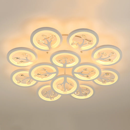 Sputnik Living Room Flush Mount Lamp Simple Acrylic 5/12/15 Lights White Flush Light Fixture in Warm/White/3 Color Light 12 White Clearhalo 'Ceiling Lights' 'Close To Ceiling Lights' 'Close to ceiling' 'Flush mount' Lighting' 267006