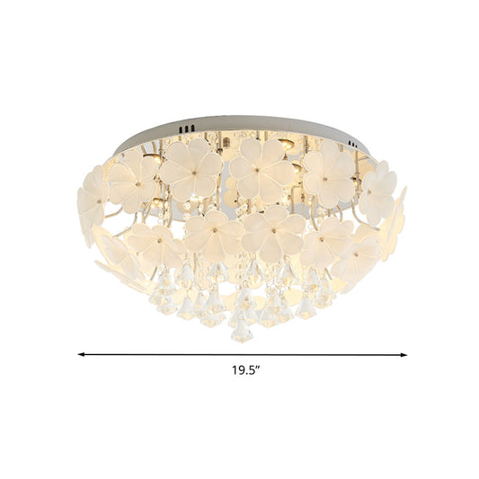 16"/19.5"/23.5" W Petal Living Room Flush Mount Lamp Modern Crystal LED White Flush Light Fixture Clearhalo 'Ceiling Lights' 'Close To Ceiling Lights' 'Close to ceiling' 'Flush mount' Lighting' 267032