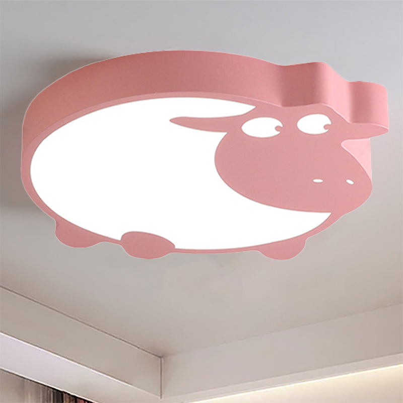 Metal Acrylic Sheep Ceiling Light Boys Girls Bedroom Macaron Stylish LED Flushmount Light Clearhalo 'Ceiling Lights' 'Close To Ceiling Lights' 'Close to ceiling' 'Flush mount' Lighting' 267191