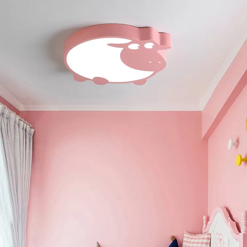 Metal Acrylic Sheep Ceiling Light Boys Girls Bedroom Macaron Stylish LED Flushmount Light Clearhalo 'Ceiling Lights' 'Close To Ceiling Lights' 'Close to ceiling' 'Flush mount' Lighting' 267192