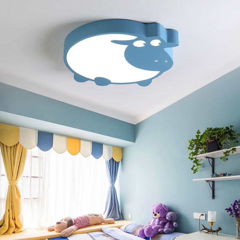 Metal Acrylic Sheep Ceiling Light Boys Girls Bedroom Macaron Stylish LED Flushmount Light Clearhalo 'Ceiling Lights' 'Close To Ceiling Lights' 'Close to ceiling' 'Flush mount' Lighting' 267197