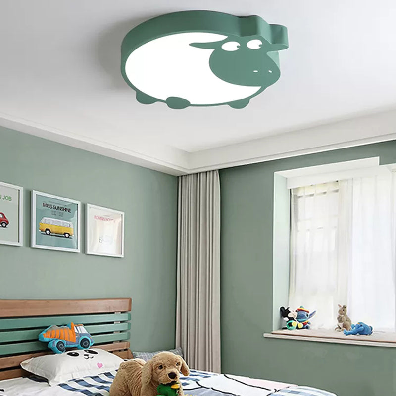 Metal Acrylic Sheep Ceiling Light Boys Girls Bedroom Macaron Stylish LED Flushmount Light Clearhalo 'Ceiling Lights' 'Close To Ceiling Lights' 'Close to ceiling' 'Flush mount' Lighting' 267204