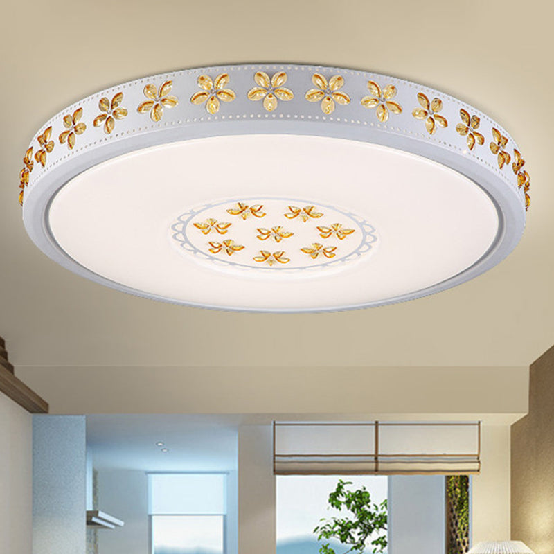 12"/16.5"/20.5" W White Flower Flush Mount Simple Acrylic LED Living Room Flush Light in White/3 Color/Fourth Gear Light White Clearhalo 'Ceiling Lights' 'Close To Ceiling Lights' 'Close to ceiling' 'Flush mount' Lighting' 267286