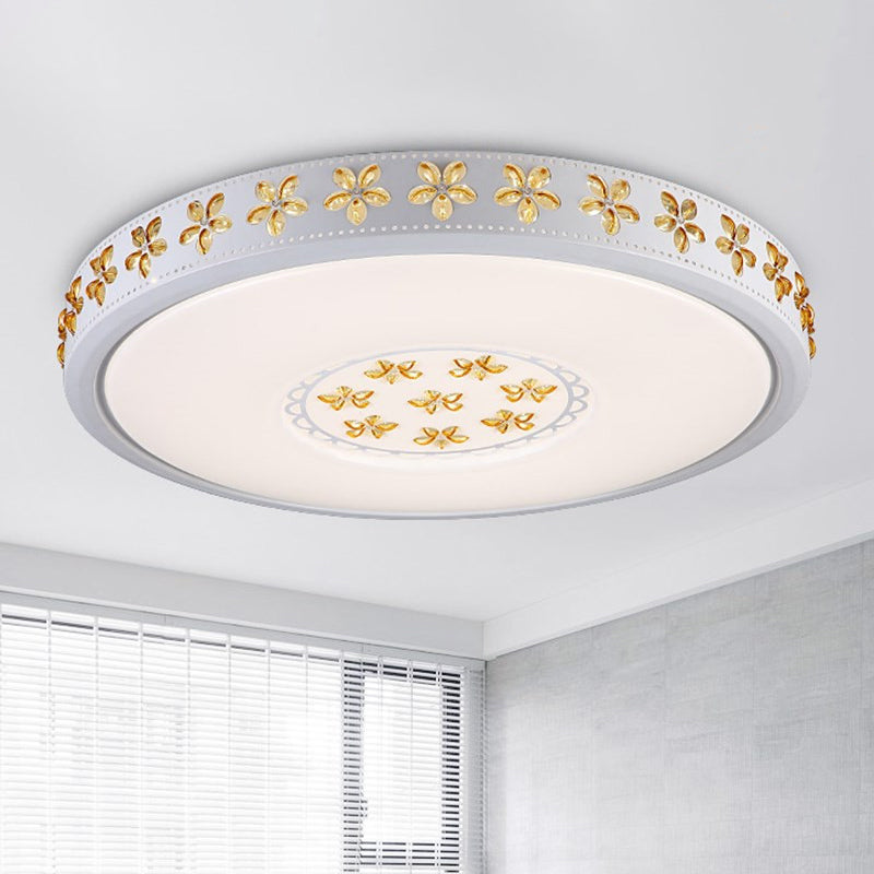 12"/16.5"/20.5" W White Flower Flush Mount Simple Acrylic LED Living Room Flush Light in White/3 Color/Fourth Gear Light Clearhalo 'Ceiling Lights' 'Close To Ceiling Lights' 'Close to ceiling' 'Flush mount' Lighting' 267287