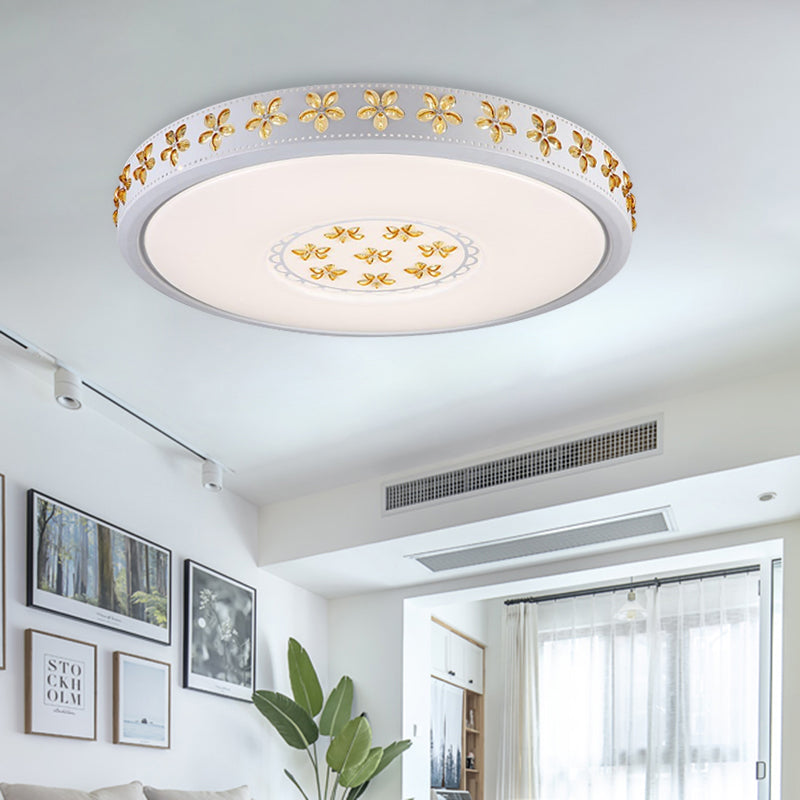 12"/16.5"/20.5" W White Flower Flush Mount Simple Acrylic LED Living Room Flush Light in White/3 Color/Fourth Gear Light Clearhalo 'Ceiling Lights' 'Close To Ceiling Lights' 'Close to ceiling' 'Flush mount' Lighting' 267288