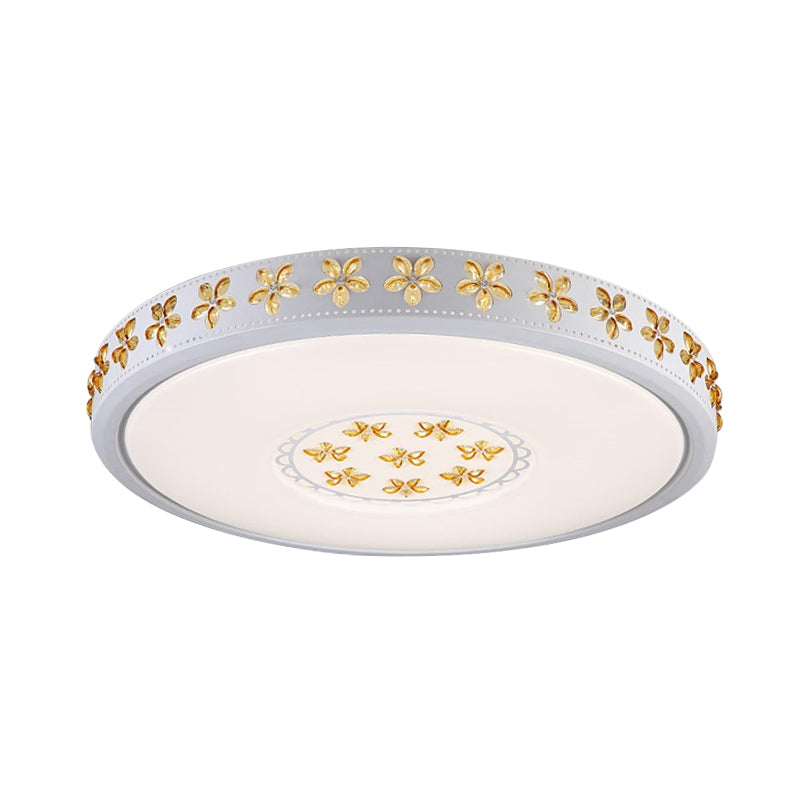 12"/16.5"/20.5" W White Flower Flush Mount Simple Acrylic LED Living Room Flush Light in White/3 Color/Fourth Gear Light Clearhalo 'Ceiling Lights' 'Close To Ceiling Lights' 'Close to ceiling' 'Flush mount' Lighting' 267290