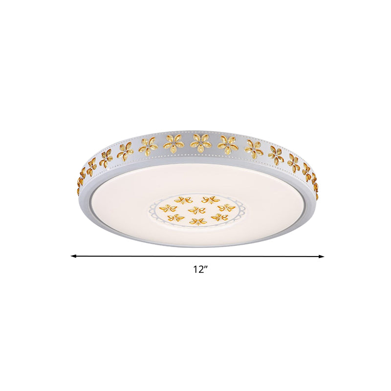 12"/16.5"/20.5" W White Flower Flush Mount Simple Acrylic LED Living Room Flush Light in White/3 Color/Fourth Gear Light Clearhalo 'Ceiling Lights' 'Close To Ceiling Lights' 'Close to ceiling' 'Flush mount' Lighting' 267291