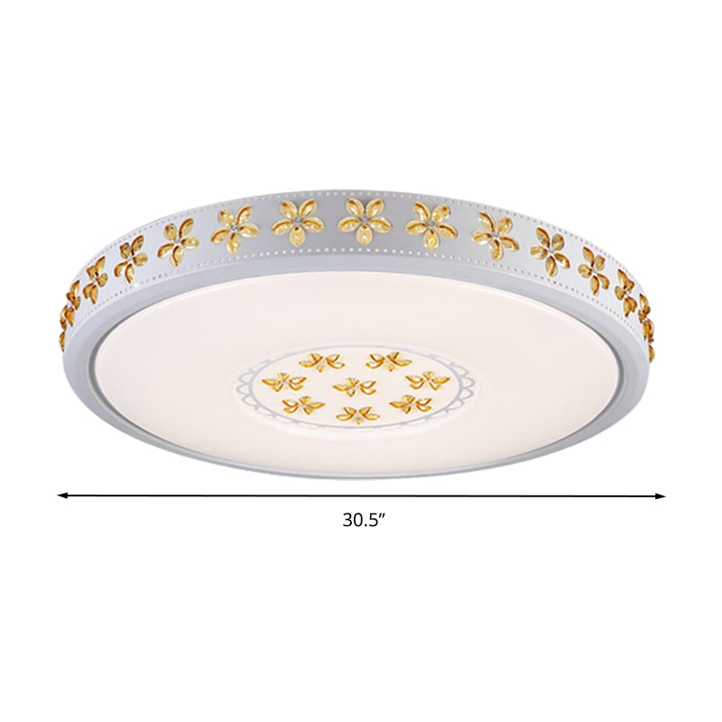 12"/16.5"/20.5" W White Flower Flush Mount Simple Acrylic LED Living Room Flush Light in White/3 Color/Fourth Gear Light Clearhalo 'Ceiling Lights' 'Close To Ceiling Lights' 'Close to ceiling' 'Flush mount' Lighting' 267293