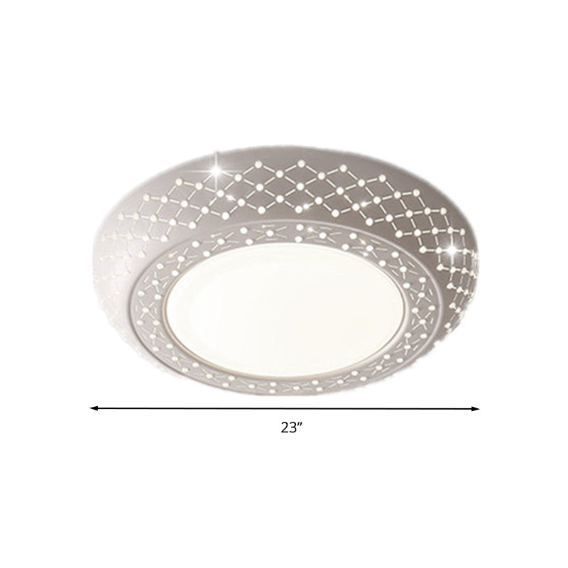 23“/35” W LED Acrylic Flush Ceiling Light Simple White Cutout Bedroom Flush Mount Lamp in White/3 Color Light Clearhalo 'Ceiling Lights' 'Close To Ceiling Lights' 'Close to ceiling' 'Flush mount' Lighting' 267398