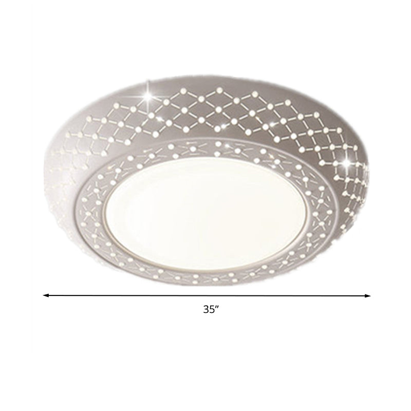 23“/35” W LED Acrylic Flush Ceiling Light Simple White Cutout Bedroom Flush Mount Lamp in White/3 Color Light Clearhalo 'Ceiling Lights' 'Close To Ceiling Lights' 'Close to ceiling' 'Flush mount' Lighting' 267399