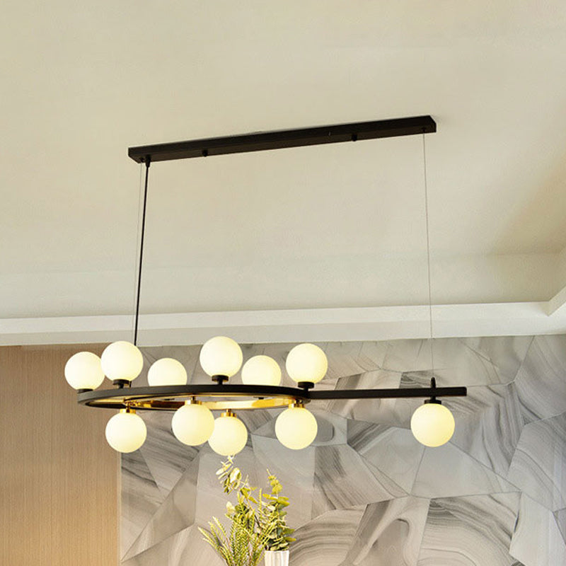 Nordic Bubble Island Lighting 11 Lights Metallic Hanging Pendant in Black for Restaurant Black Clearhalo 'Ceiling Lights' 'Glass shade' 'Glass' 'Island Lights' Lighting' 267417