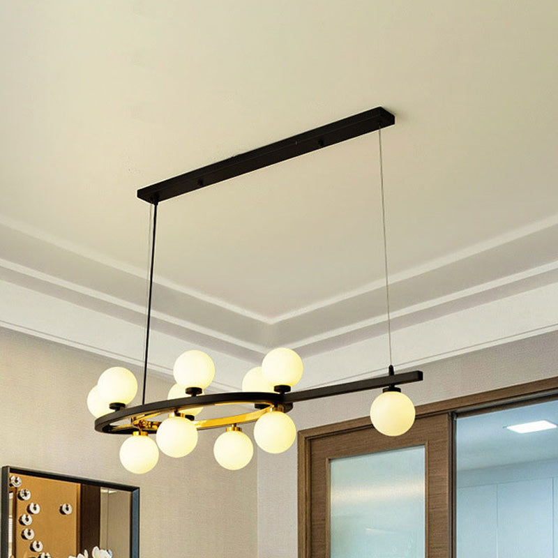 Nordic Bubble Island Lighting 11 Lights Metallic Hanging Pendant in Black for Restaurant Clearhalo 'Ceiling Lights' 'Glass shade' 'Glass' 'Island Lights' Lighting' 267418