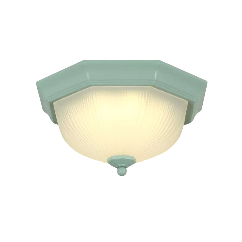 Dome Shaped Flush Ceiling Light Macaron Style Ridge Glass Ceiling Fixture for Balcony Clearhalo 'Ceiling Lights' 'Close To Ceiling Lights' 'Close to ceiling' 'Flush mount' Lighting' 267426