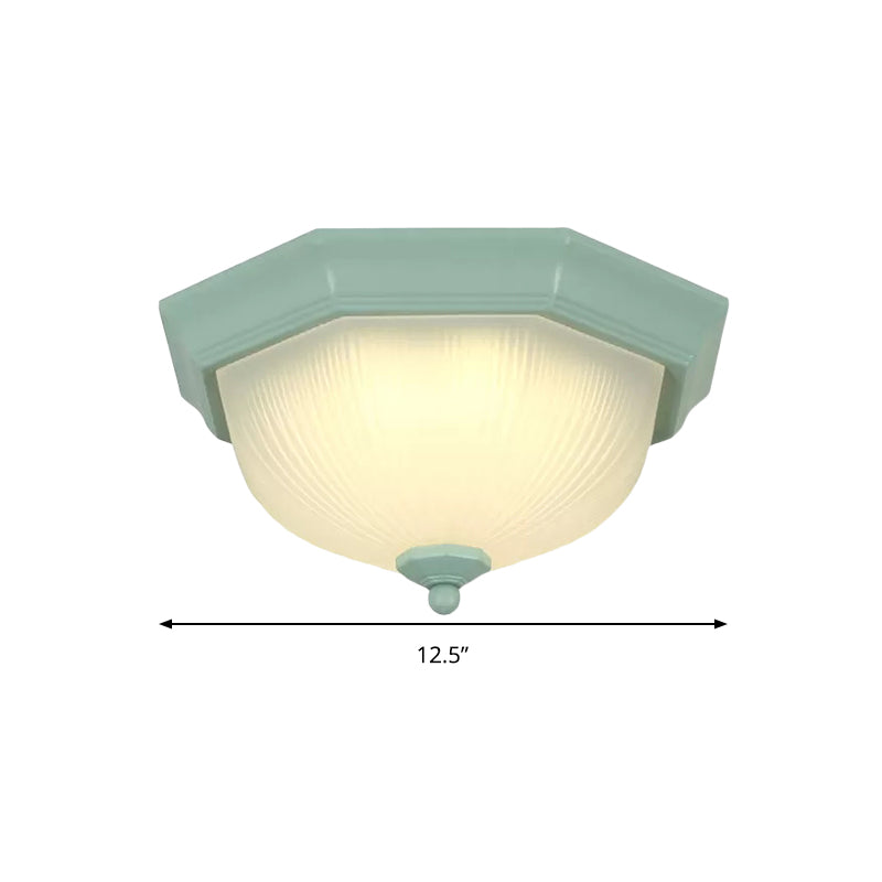 Dome Shaped Flush Ceiling Light Macaron Style Ridge Glass Ceiling Fixture for Balcony Clearhalo 'Ceiling Lights' 'Close To Ceiling Lights' 'Close to ceiling' 'Flush mount' Lighting' 267427