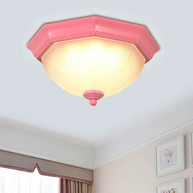 Dome Shaped Flush Ceiling Light Macaron Style Ridge Glass Ceiling Fixture for Balcony Clearhalo 'Ceiling Lights' 'Close To Ceiling Lights' 'Close to ceiling' 'Flush mount' Lighting' 267430