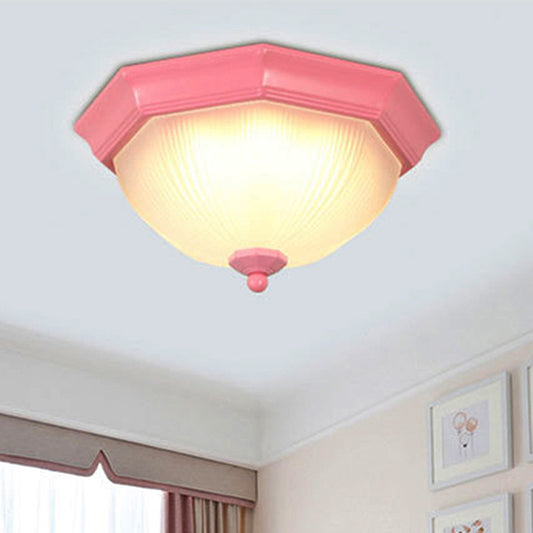 Dome Shaped Flush Ceiling Light Macaron Style Ridge Glass Ceiling Fixture for Balcony Clearhalo 'Ceiling Lights' 'Close To Ceiling Lights' 'Close to ceiling' 'Flush mount' Lighting' 267430