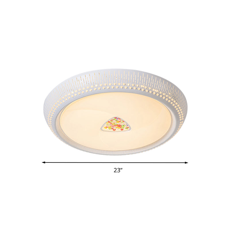 23"/31"/36" W Round Bedroom Flush Mount Lamp Simple Crystal LED White Flush Light Fixture in White/3 Color Light Clearhalo 'Ceiling Lights' 'Close To Ceiling Lights' 'Close to ceiling' 'Flush mount' Lighting' 267437