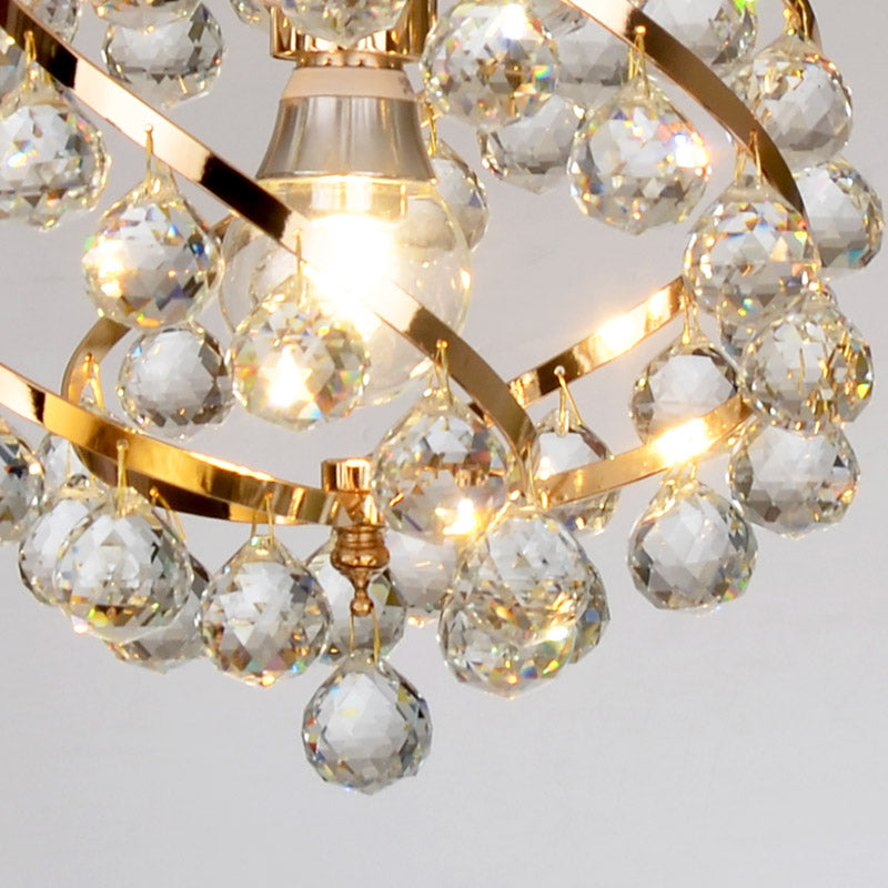 1 Light Orb Pendant Lighting Industrial Gold Clear Crystal Hanging Ceiling Light for Foyer Clearhalo 'Ceiling Lights' 'Chandeliers' 'Glass shade' 'Glass' 'Modern Pendants' 'Modern' 'Pendant Lights' 'Pendants' Lighting' 267446