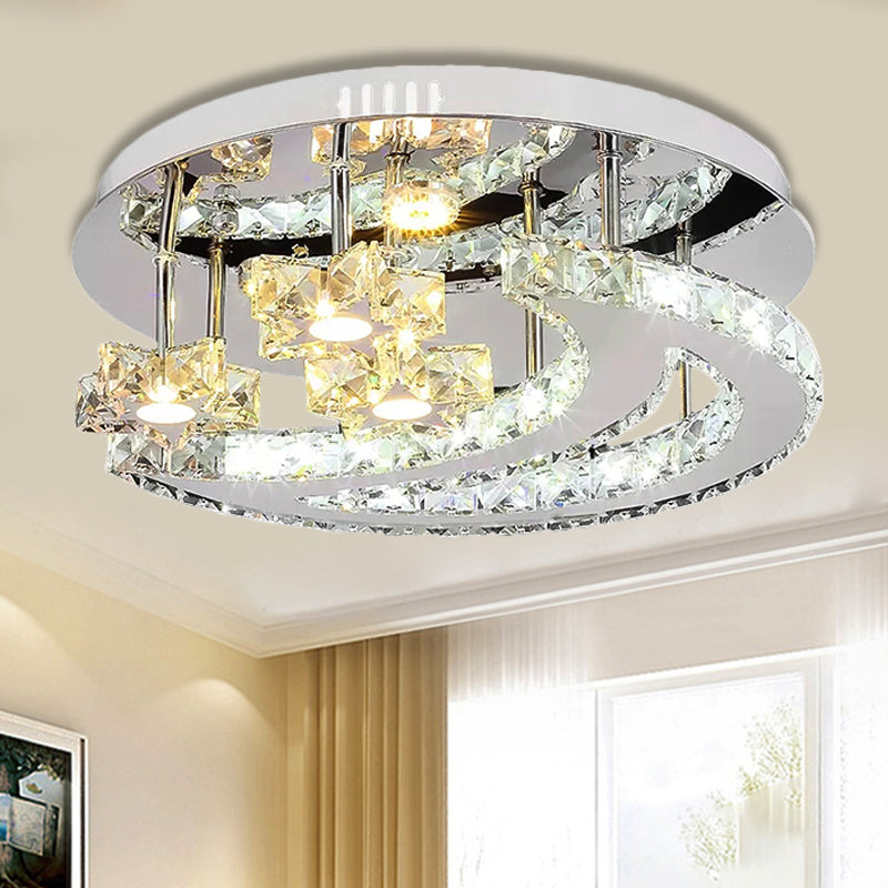 Luxurious Chrome Flush Mount Light Moon & Starry Metal LED Ceiling Lamp for Bedroom Clearhalo 'Ceiling Lights' 'Close To Ceiling Lights' 'Close to ceiling' 'Semi-flushmount' Lighting' 267450