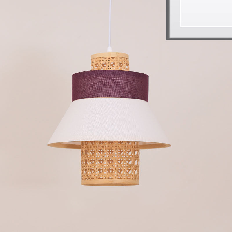 Modern 1 Bulb Suspension Pendant Green/Purple/Light Purple Cylinder Hanging Light Kit with Fabric Shade Purple Clearhalo 'Ceiling Lights' 'Modern Pendants' 'Modern' 'Pendant Lights' 'Pendants' Lighting' 267465