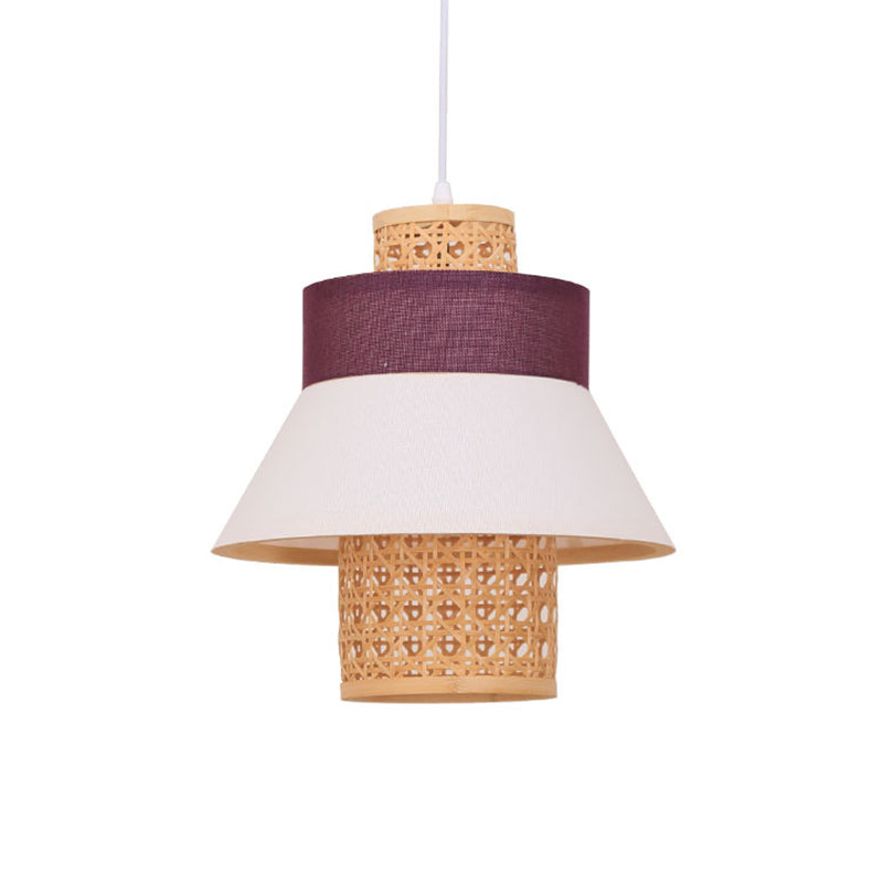 Modern 1 Bulb Suspension Pendant Green/Purple/Light Purple Cylinder Hanging Light Kit with Fabric Shade Clearhalo 'Ceiling Lights' 'Modern Pendants' 'Modern' 'Pendant Lights' 'Pendants' Lighting' 267467