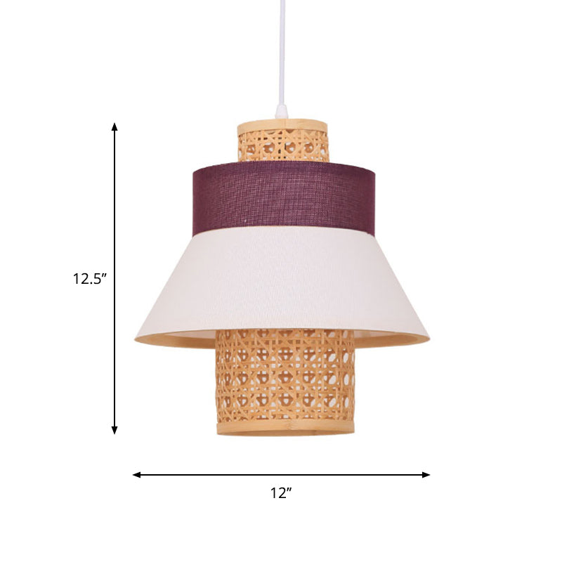 Modern 1 Bulb Suspension Pendant Green/Purple/Light Purple Cylinder Hanging Light Kit with Fabric Shade Clearhalo 'Ceiling Lights' 'Modern Pendants' 'Modern' 'Pendant Lights' 'Pendants' Lighting' 267468