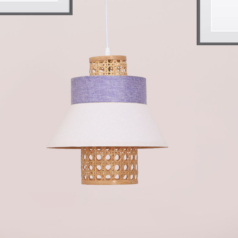 Modern 1 Bulb Suspension Pendant Green/Purple/Light Purple Cylinder Hanging Light Kit with Fabric Shade Light Purple Clearhalo 'Ceiling Lights' 'Modern Pendants' 'Modern' 'Pendant Lights' 'Pendants' Lighting' 267470