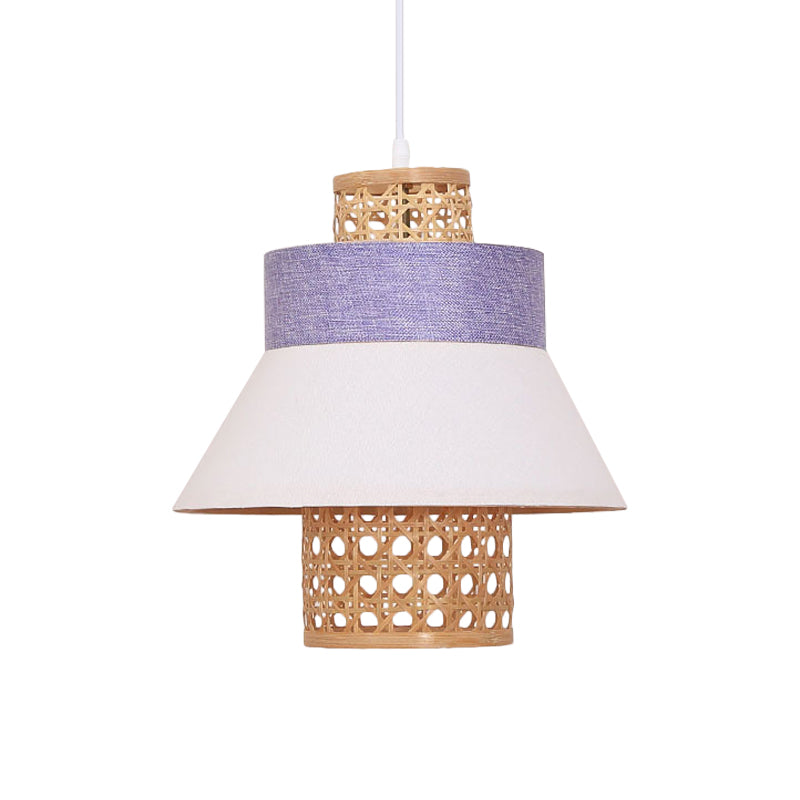 Modern 1 Bulb Suspension Pendant Green/Purple/Light Purple Cylinder Hanging Light Kit with Fabric Shade Clearhalo 'Ceiling Lights' 'Modern Pendants' 'Modern' 'Pendant Lights' 'Pendants' Lighting' 267473