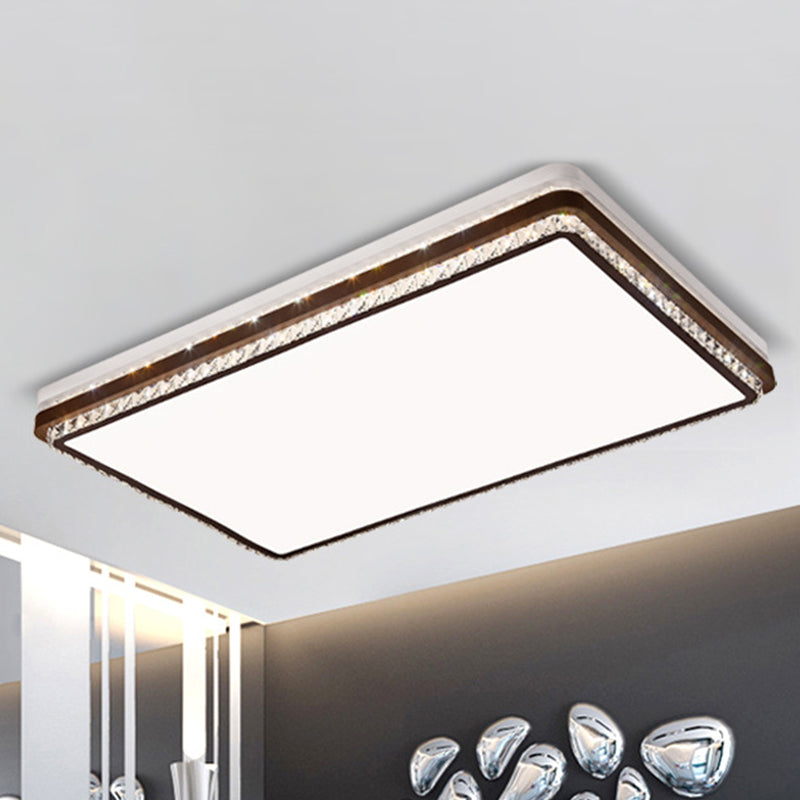 Coffee LED Ceiling Mount Simple Acrylic Rectangle/Square/Round Flush Light Fixture for Living Room in 3 Color Light/Remote Control Stepless Dimming Clearhalo 'Ceiling Lights' 'Close To Ceiling Lights' 'Close to ceiling' 'Flush mount' Lighting' 267521