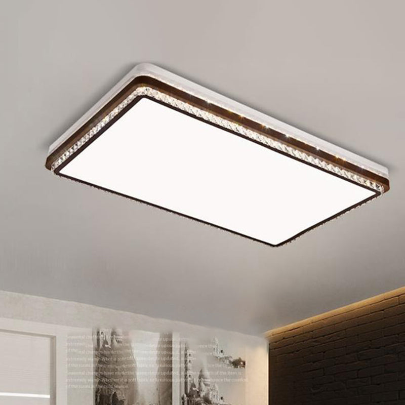 Coffee LED Ceiling Mount Simple Acrylic Rectangle/Square/Round Flush Light Fixture for Living Room in 3 Color Light/Remote Control Stepless Dimming Clearhalo 'Ceiling Lights' 'Close To Ceiling Lights' 'Close to ceiling' 'Flush mount' Lighting' 267522