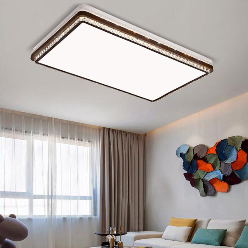 Coffee LED Ceiling Mount Simple Acrylic Rectangle/Square/Round Flush Light Fixture for Living Room in 3 Color Light/Remote Control Stepless Dimming Clearhalo 'Ceiling Lights' 'Close To Ceiling Lights' 'Close to ceiling' 'Flush mount' Lighting' 267523