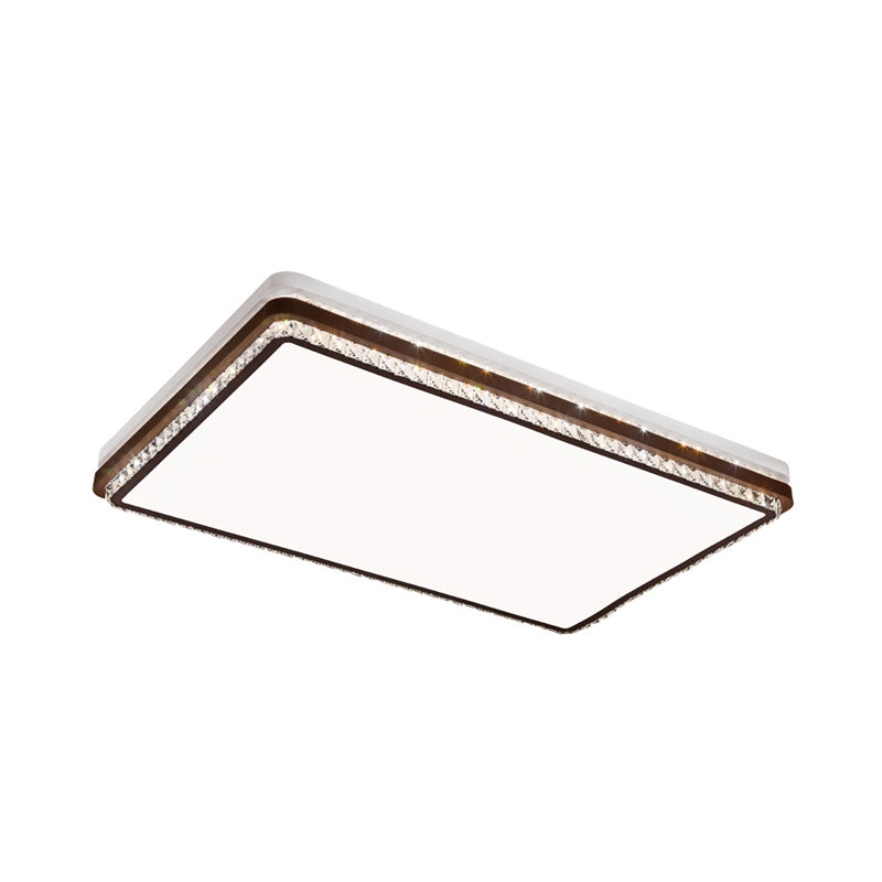 Coffee LED Ceiling Mount Simple Acrylic Rectangle/Square/Round Flush Light Fixture for Living Room in 3 Color Light/Remote Control Stepless Dimming Clearhalo 'Ceiling Lights' 'Close To Ceiling Lights' 'Close to ceiling' 'Flush mount' Lighting' 267524