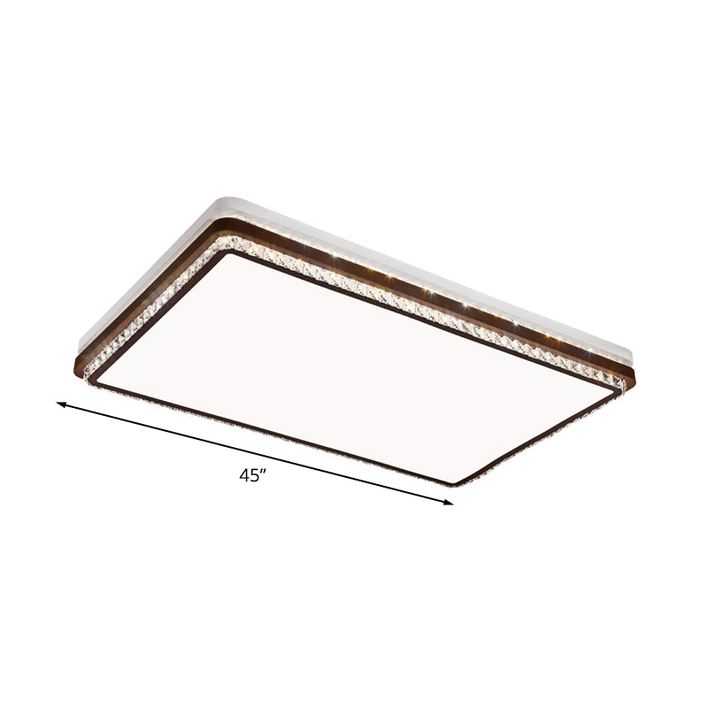 Coffee LED Ceiling Mount Simple Acrylic Rectangle/Square/Round Flush Light Fixture for Living Room in 3 Color Light/Remote Control Stepless Dimming Clearhalo 'Ceiling Lights' 'Close To Ceiling Lights' 'Close to ceiling' 'Flush mount' Lighting' 267525