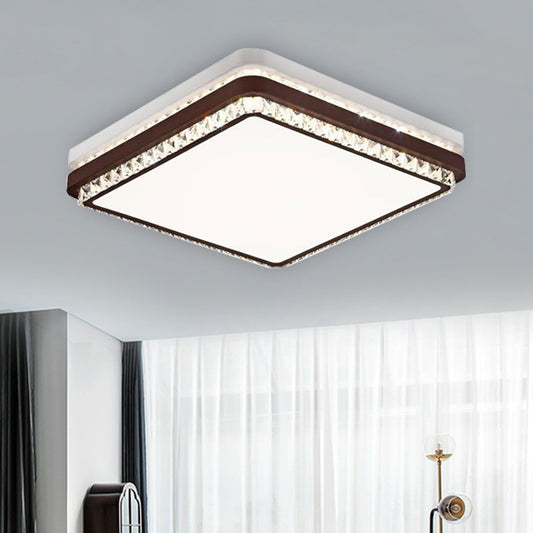 Coffee LED Ceiling Mount Simple Acrylic Rectangle/Square/Round Flush Light Fixture for Living Room in 3 Color Light/Remote Control Stepless Dimming Clearhalo 'Ceiling Lights' 'Close To Ceiling Lights' 'Close to ceiling' 'Flush mount' Lighting' 267527