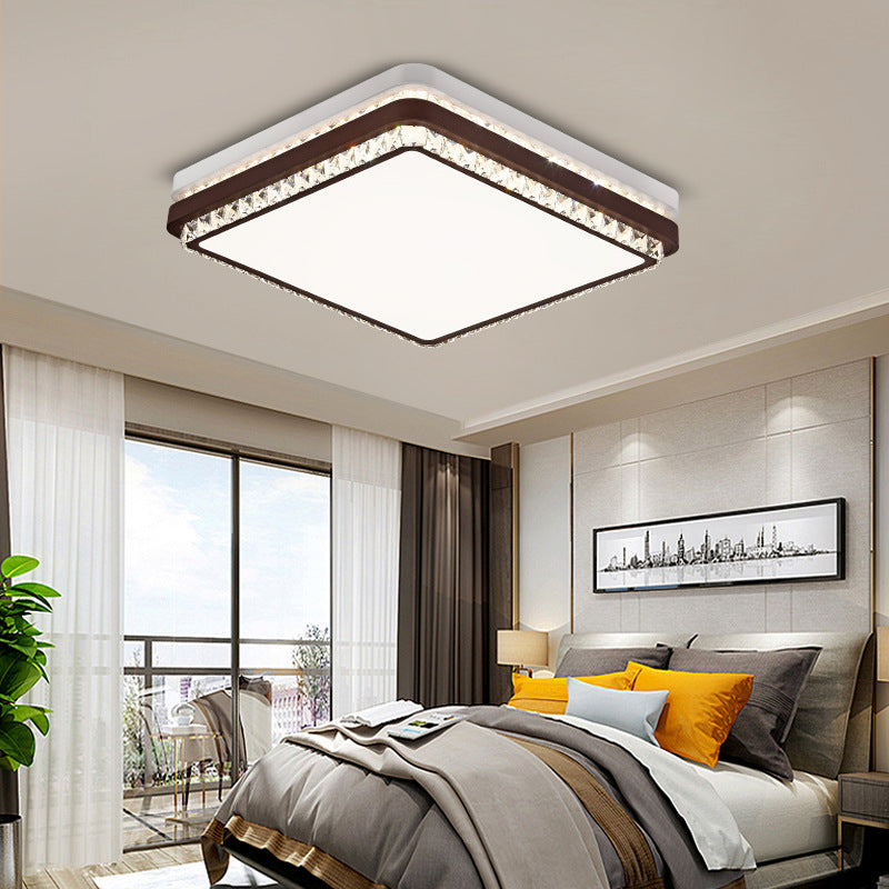 Coffee LED Ceiling Mount Simple Acrylic Rectangle/Square/Round Flush Light Fixture for Living Room in 3 Color Light/Remote Control Stepless Dimming Clearhalo 'Ceiling Lights' 'Close To Ceiling Lights' 'Close to ceiling' 'Flush mount' Lighting' 267529