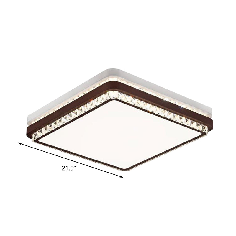 Coffee LED Ceiling Mount Simple Acrylic Rectangle/Square/Round Flush Light Fixture for Living Room in 3 Color Light/Remote Control Stepless Dimming Clearhalo 'Ceiling Lights' 'Close To Ceiling Lights' 'Close to ceiling' 'Flush mount' Lighting' 267531