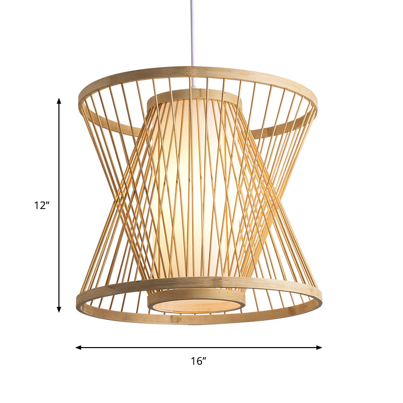 Cone Suspension Pendant Contemporary Bamboo 1 Bulb Wood Hanging Light Kit for Restaurant, 14"/16"/19.5" Wide Clearhalo 'Ceiling Lights' 'Pendant Lights' 'Pendants' Lighting' 267548