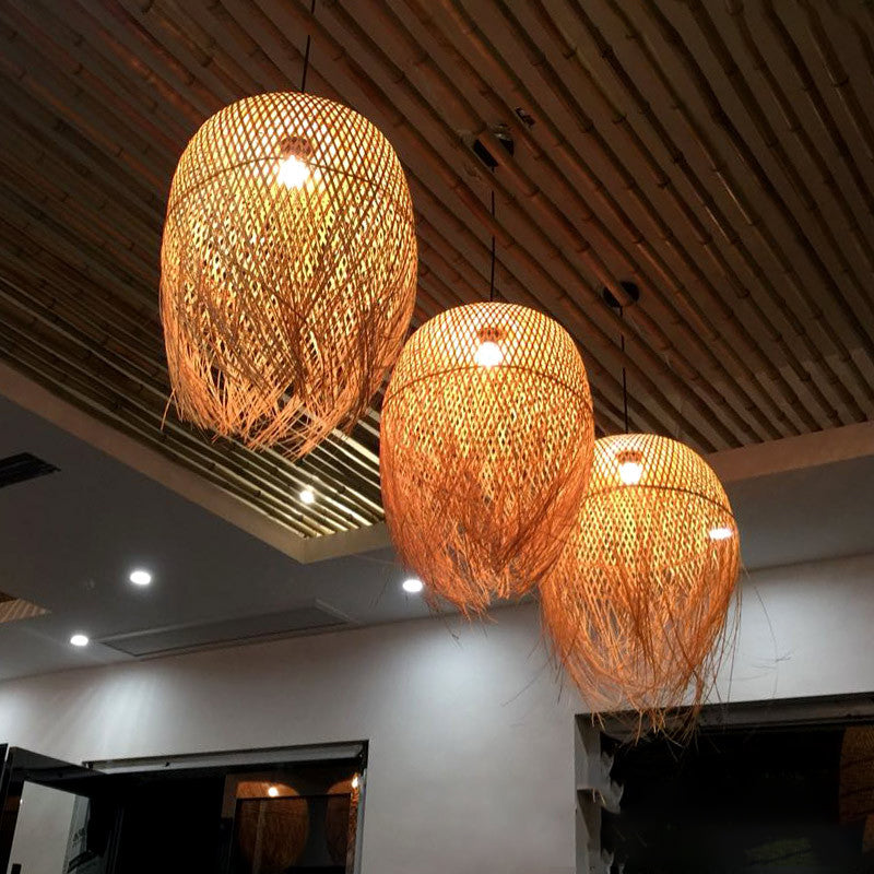 Wood Fringe Hanging Lamp Retro 1 Head Bamboo Ceiling Pendant Light for Restaurant Wood Clearhalo 'Ceiling Lights' 'Pendant Lights' 'Pendants' Lighting' 267612_6b04cbcc-eb96-40a6-89ce-12adcac3ed72