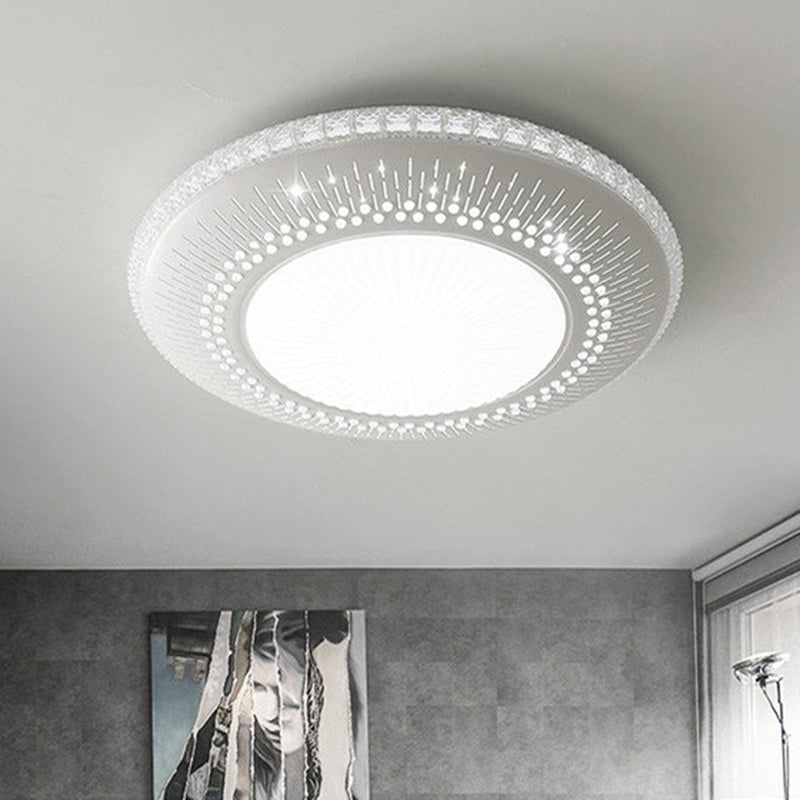 White Round Flush Mount Fixture Simple Acrylic 21"/25" W LED Bedroom Flush Light in White/3 Color Light White Clearhalo 'Ceiling Lights' 'Close To Ceiling Lights' 'Close to ceiling' 'Flush mount' Lighting' 267617