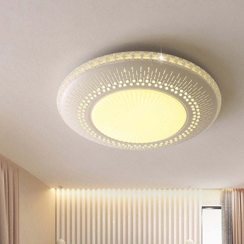 White Round Flush Mount Fixture Simple Acrylic 21"/25" W LED Bedroom Flush Light in White/3 Color Light Clearhalo 'Ceiling Lights' 'Close To Ceiling Lights' 'Close to ceiling' 'Flush mount' Lighting' 267619