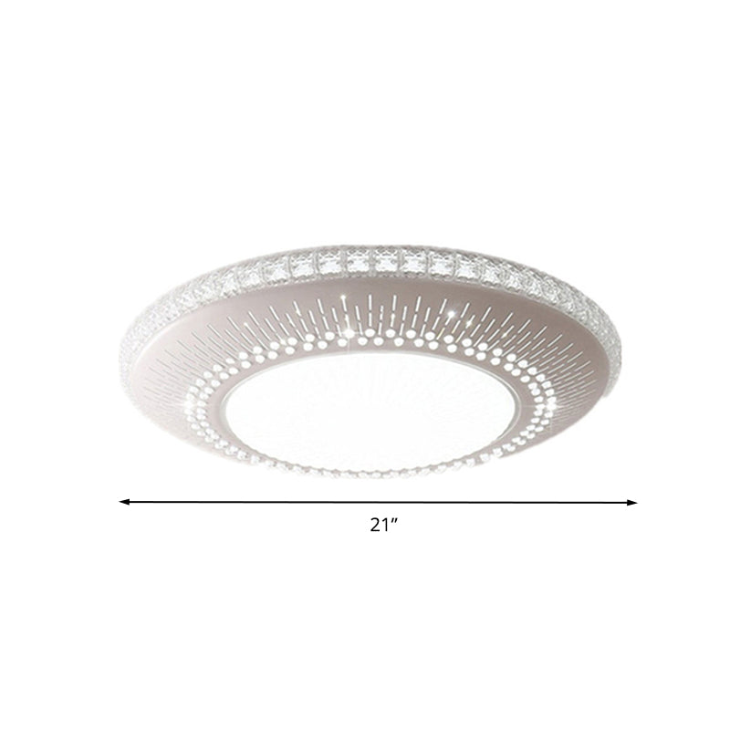 White Round Flush Mount Fixture Simple Acrylic 21"/25" W LED Bedroom Flush Light in White/3 Color Light Clearhalo 'Ceiling Lights' 'Close To Ceiling Lights' 'Close to ceiling' 'Flush mount' Lighting' 267622